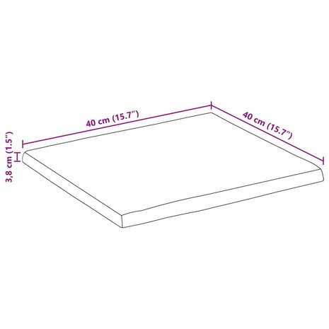 Tafelblad vierkant natuurlijke rand 40x40x3,8 cm acaciahout 9