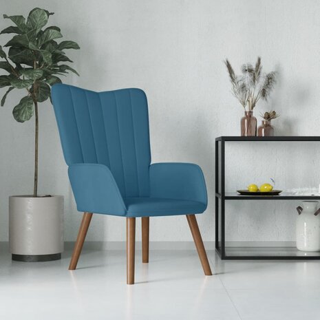 Relaxstoel fluweel blauw 1