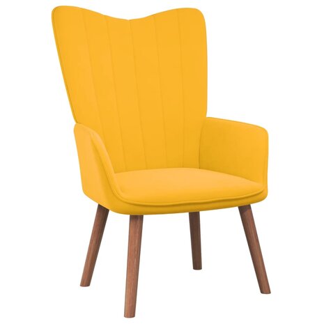 Relaxstoel met voetenbank fluweel mosterdgeel 5