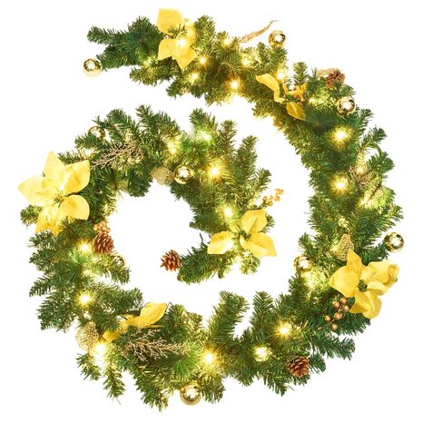 Kerstslinger met LED-lampjes 2,7 m PVC groen 2