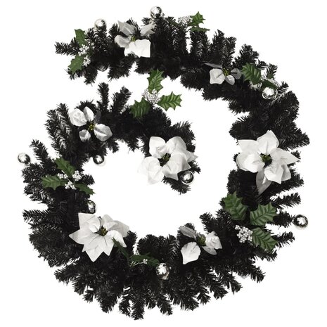 Kerstslinger met LED-lampjes 2,7 m PVC zwart 3