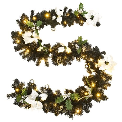 Kerstslinger met LED-lampjes 2,7 m PVC zwart 4