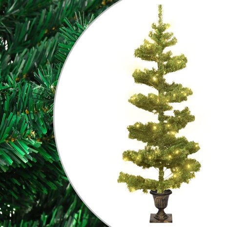 Kunstkerstboom met verlichting en pot 120 cm PVC groen 1