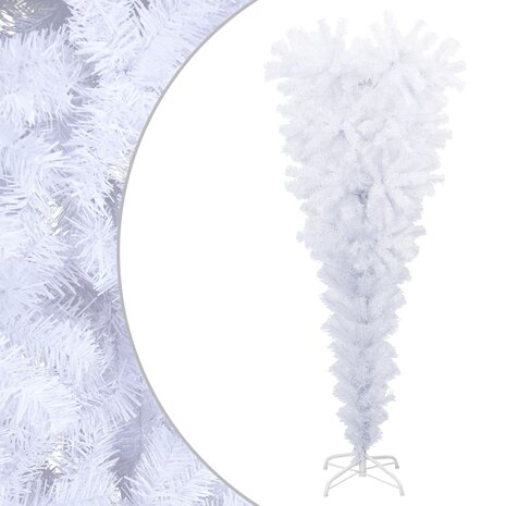 Kunstkerstboom met standaard omgekeerd 150 cm wit 1