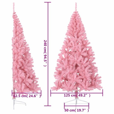 Kunstkerstboom met standaard half 240 cm PVC roze 9