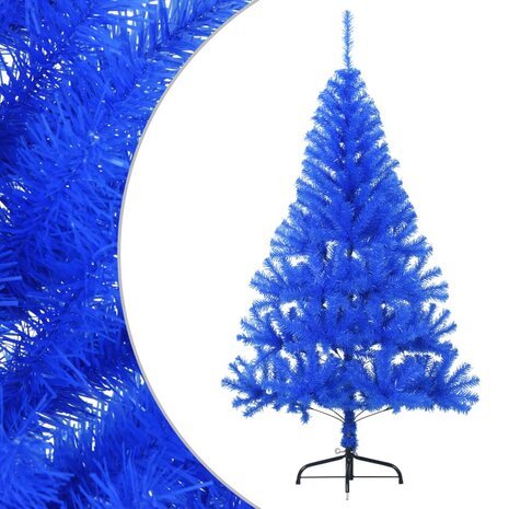 Kunstkerstboom met standaard half 120 cm PVC blauw 2