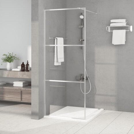 Inloopdouchewand 80x195 cm transparant ESG-glas zilverkleurig 1