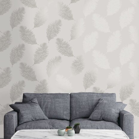 DUTCH WALLCOVERINGS Behang Fawning Feather lichtgrijs 4