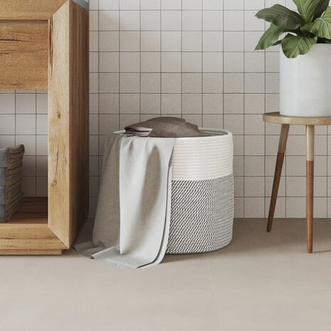 Opbergmand Ø 40x35 cm katoen grijs en wit 3