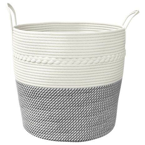 Opbergmand Ø 43x38 cm katoen grijs en wit 4
