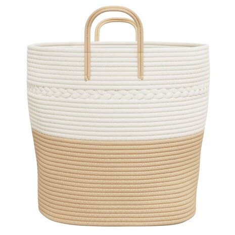 Opbergmand Ø 43x38 cm katoen beige en wit 5