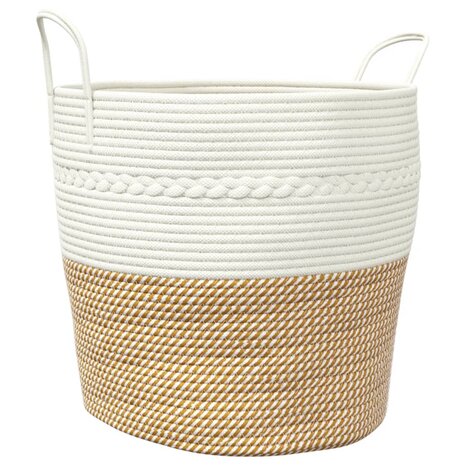 Opbergmand Ø 43x38 cm katoen bruin en wit 2