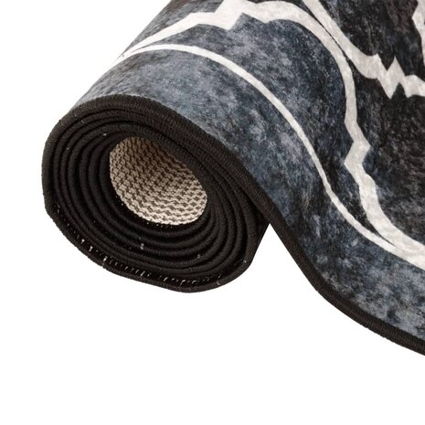 Vloerkleed wasbaar anti-slip 80x300 cm zwart en wit 5