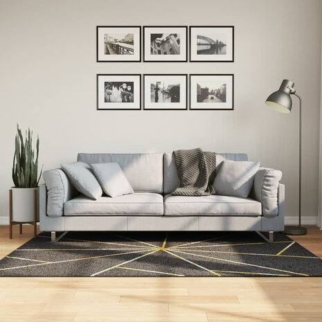 Vloerkleed wasbaar anti-slip 120x180 cm zwart en goudkleurig 1
