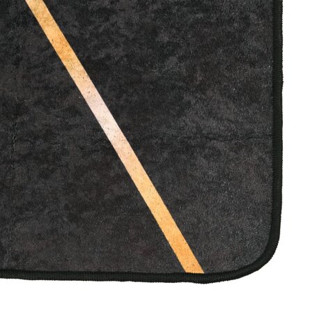 Vloerkleed wasbaar anti-slip 120x180 cm zwart en goudkleurig 3