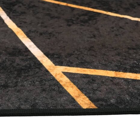 Vloerkleed wasbaar anti-slip 120x180 cm zwart en goudkleurig 6
