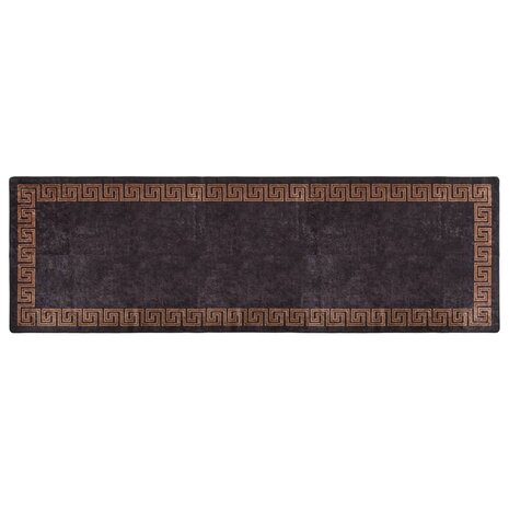 Vloerkleed wasbaar anti-slip 80x300 cm zwart en goudkleurig 1
