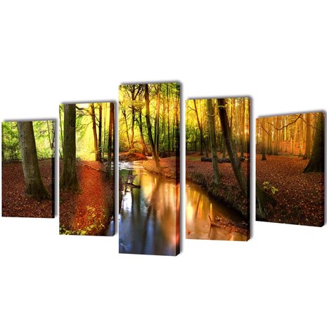 Canvas muurdruk set bos 100 x 50 cm 1