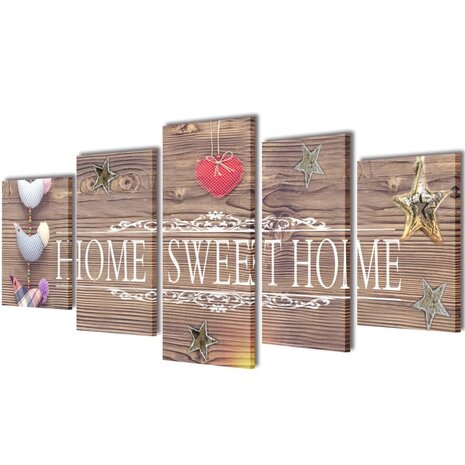 Canvas Wall Print Set Home Sweet Home Design 200 x 100 cm 1