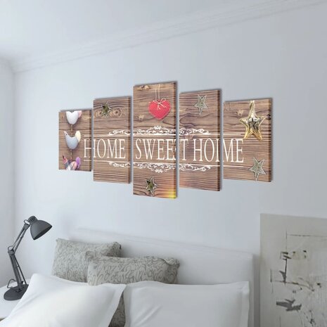 Canvas Wall Print Set Home Sweet Home Design 200 x 100 cm 2