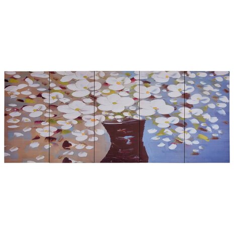 Wandprintset bloemen in vaas 150x60 cm canvas meerkleurig 2