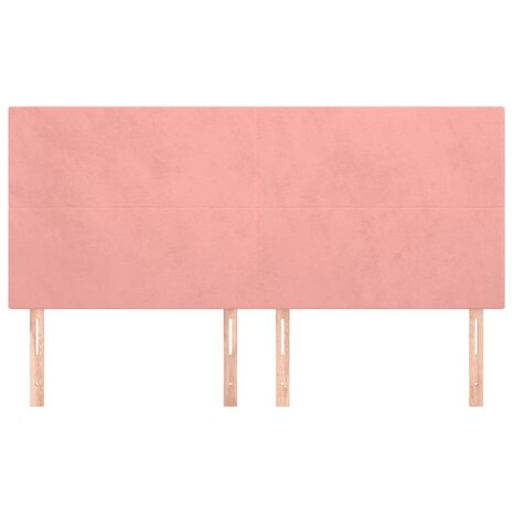 Hoofdborden 4 st 80x5x78/88 cm fluweel roze 3