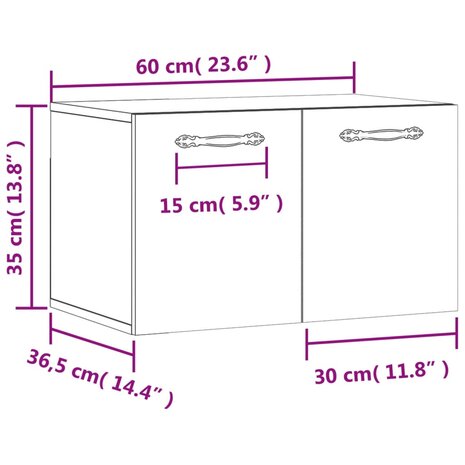 Wandkast 60x36,5x35 cm bewerkt hout grijs sonoma eikenkleurig 12