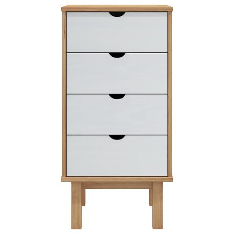 Ladekast OTTA 45x39x90 cm massief grenenhout bruin en wit 3