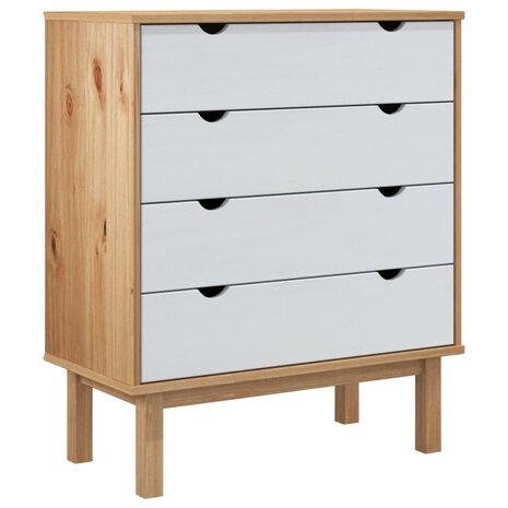 Ladekast OTTA 76,5x39,5x90 cm massief grenenhout bruin en wit 2