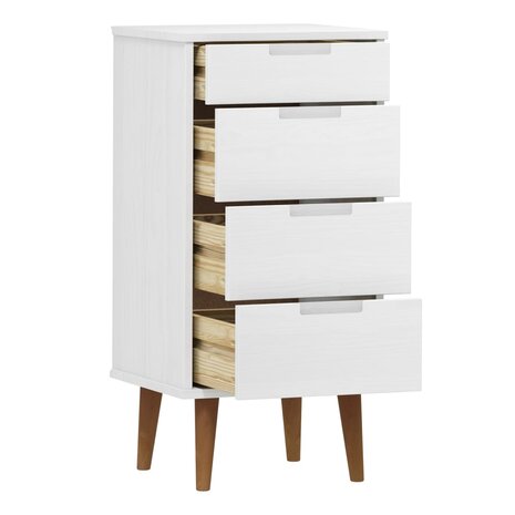 Ladekast MOLDE 40x35x82 cm massief grenenhout wit 5