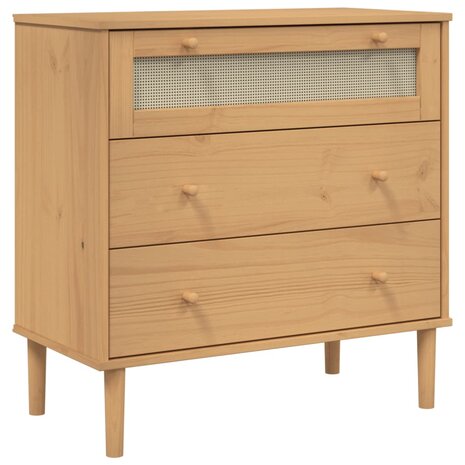 Ladekast SENJA rattan-look 80x40x80 cm massief grenenhout bruin 2