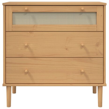 Ladekast SENJA rattan-look 80x40x80 cm massief grenenhout bruin 5