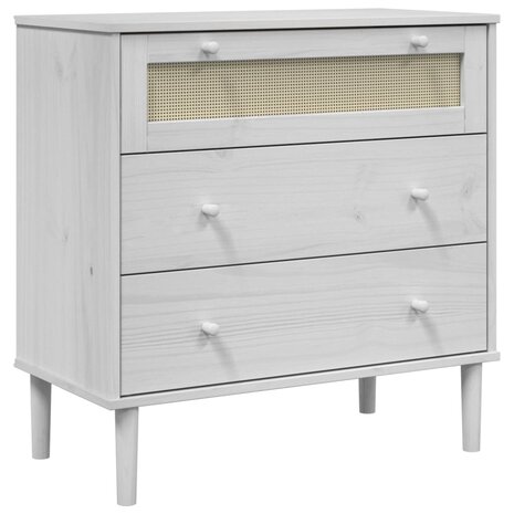 Ladekast SENJA rattan-look 80x40x80 cm massief grenenhout wit 2