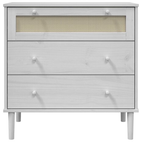 Ladekast SENJA rattan-look 80x40x80 cm massief grenenhout wit 5