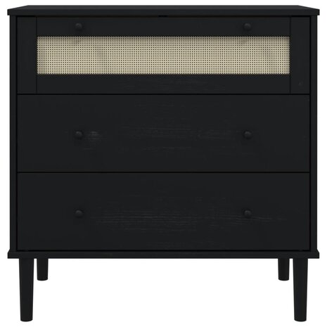Ladekast SENJA rattan-look 80x40x80 cm massief grenenhout zwart 5