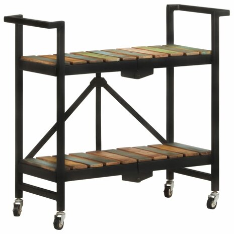 Keukentrolley 87x36x81 cm massief gerecycled hout 12