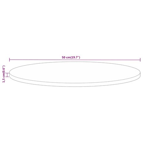 Tafelblad rond Ø 50x1,5 cm massief ruw mangohout 8