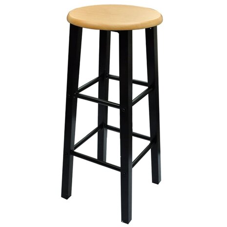 3-delige Bartafel en -krukkenset massief hout en staal 4