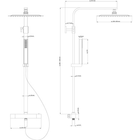 SCHÜTTE Douchesysteem SUMBA dubbel thermostatisch 7