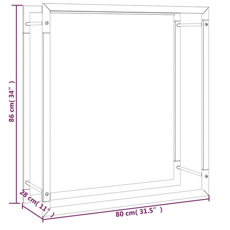 Haardhoutrek 80x28x86 cm staal matzwart 6