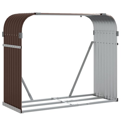 Haardhoutopslag 120x45x100 cm gegalvaniseerd staal bruin 2