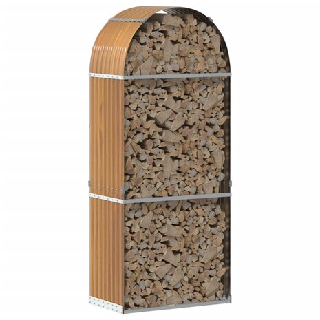 Haardhoutopslag 80x45x190 cm gegalvaniseerd staal lichtbruin 3