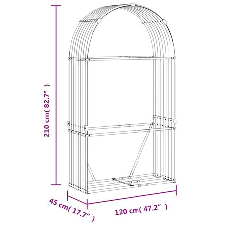 Haardhoutopslag 120x45x210 cm gegalvaniseerd staal lichtbruin 9