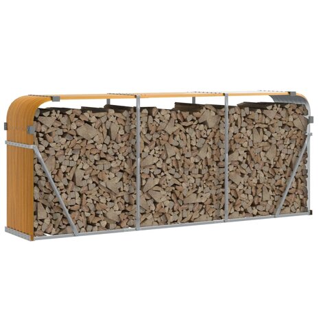 Haardhoutopslag 234x45x100 cm gegalvaniseerd staal lichtbruin 3