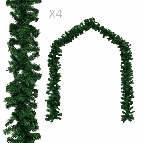 Kerstslingers 4 st 270 cm PVC groen 1
