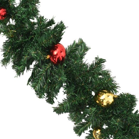 Kerstslingers 4 st met kerstballen 270 cm PVC groen 5