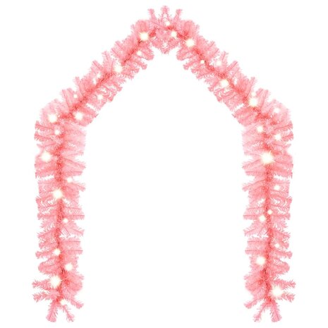 Kerstslinger met LED-lampjes 5 m roze 2