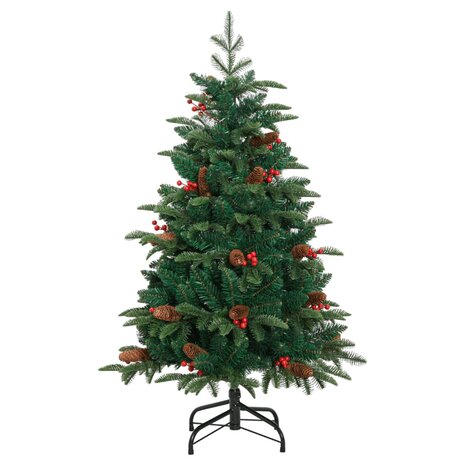 Kunstkerstboom met scharnieren dennenappels en bessen 150 cm 2