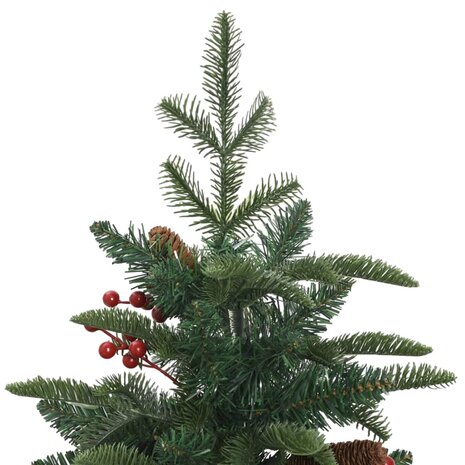 Kunstkerstboom met scharnieren dennenappels en bessen 150 cm 4