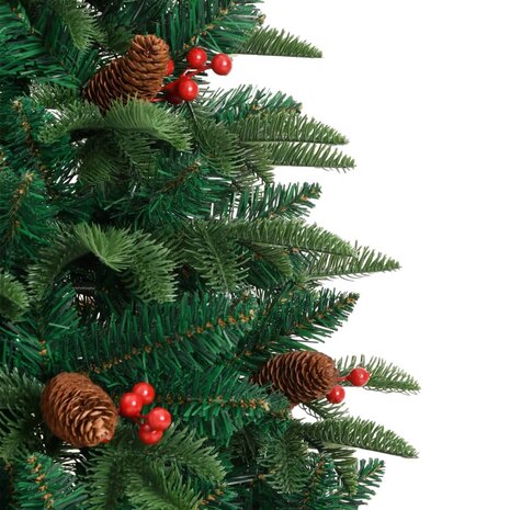 Kunstkerstboom met scharnieren dennenappels en bessen 150 cm 5
